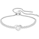Swarovski Subtle Heart Bracelet, White, Rhodium Plating