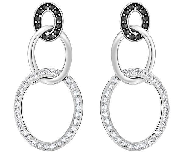 Swarovski Swarovski Greeting Ring Pierced Earrings, Black, Rhodium Plating Black Rhodium-plated