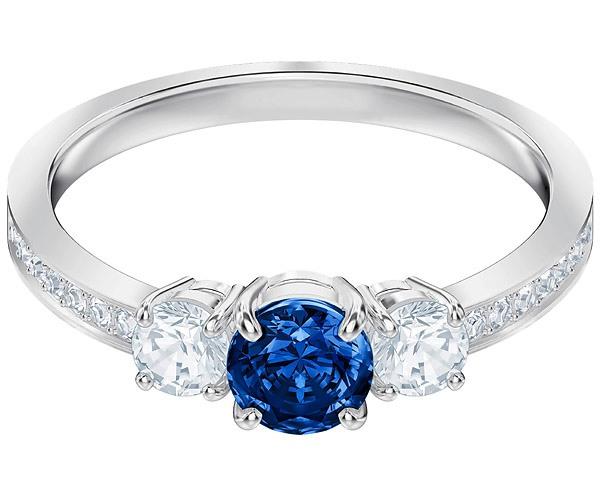 Swarovski Swarovski Attract Trilogy Round Ring, Blue, Rhodium Plating Blue Rhodium-plated
