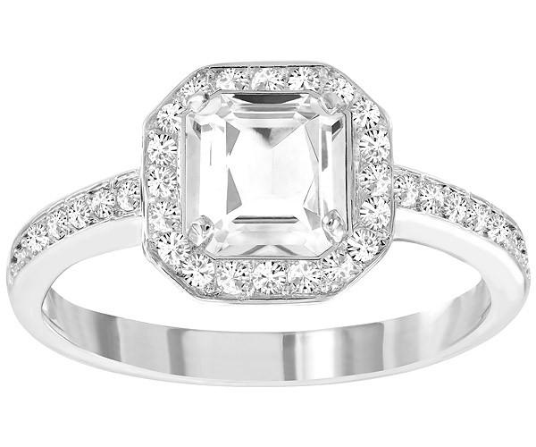 Swarovski Swarovski Attract Light Square Ring, White, Rhodium Plating White Rhodium-plated
