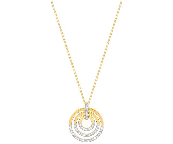 Swarovski Swarovski Circle Pendant, Medium, White, Gold Plating White Gold-plated