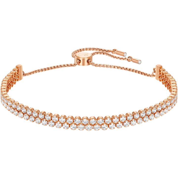 Swarovski Subtle Double Bracelet, White, Rose Gold Plating