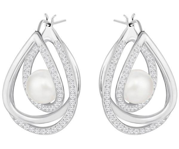 Swarovski Swarovski Free Pierced Earrings, White White Rhodium-plated