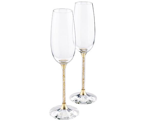 Swarovski Swarovski Crystalline Toasting Flutes, Golden Shadow (set Of 2) Color Accents