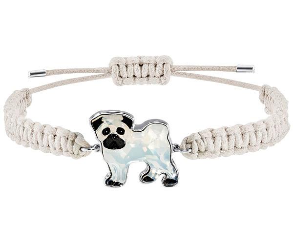 Swarovski Swarovski Pets Mops Bracelet, White, Rhodium Plating White Rhodium-plated