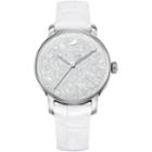 Swarovski Crystalline Hours Watch, Leather Strap, White, Silver Tone