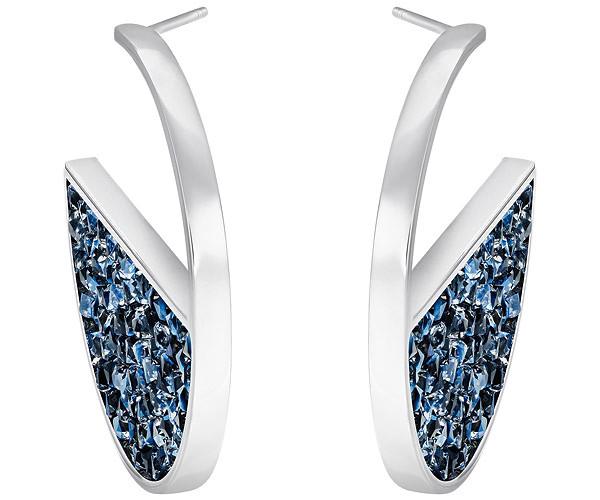 Swarovski Swarovski Crystaldust Hoop Pierced Earrings, Blue White Rhodium-plated