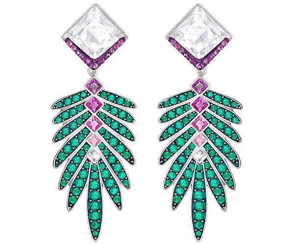 Swarovski Swarovski Gisele Pierced Earring Jackets, Green Light Multi Rhodium-plated