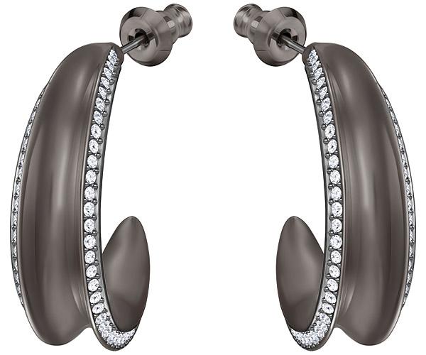Swarovski Swarovski Lakeside Hoop Pierced Earrings, White, Ruthenium Plating White Rhodium-plated
