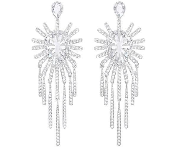 Swarovski Swarovski Hippy Chandelier Pierced Earrings, White, Ruthenium Plating White Rhodium-plated