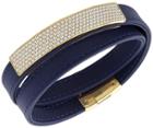 Swarovski Swarovski Vio Navy Leather Bracelet White Gold-plated