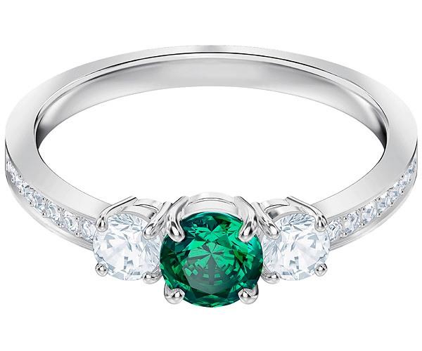 Swarovski Swarovski Attract Trilogy Round Ring, Green, Rhodium Plating Green Rhodium-plated