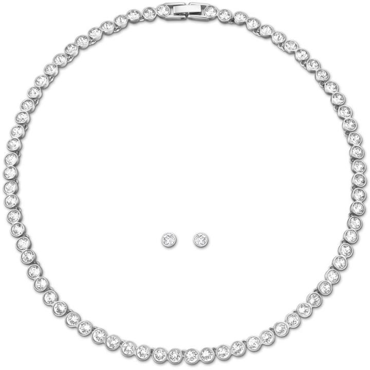 Swarovski Tennis Set, White, Rhodium Plating