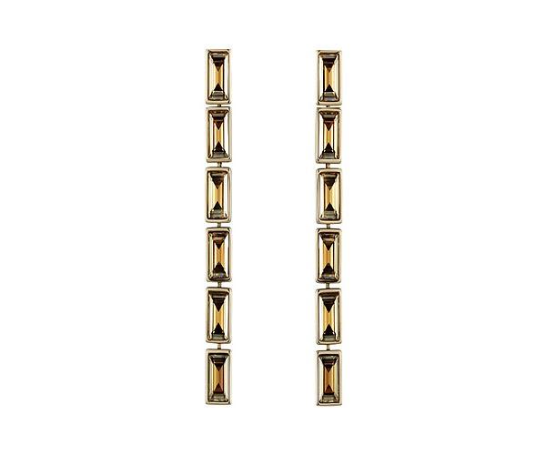 Swarovski Swarovski Fluid Drop Pierced Earrings, Long, Brown, Gold Plating Brown Gold-plated