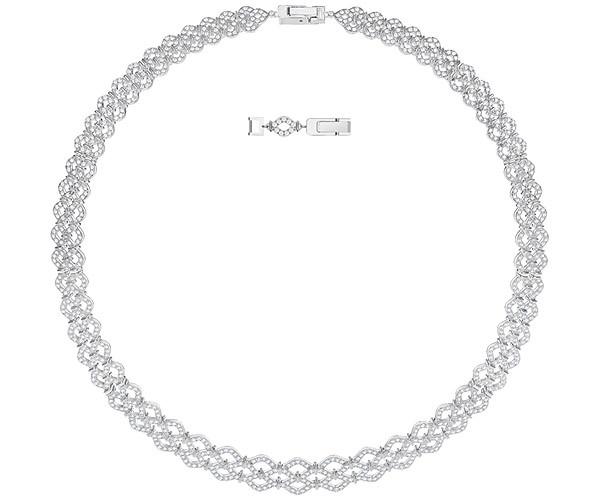 Swarovski Swarovski Laceâ wide Necklace, White, Rhodium Plating White Rhodium-plated