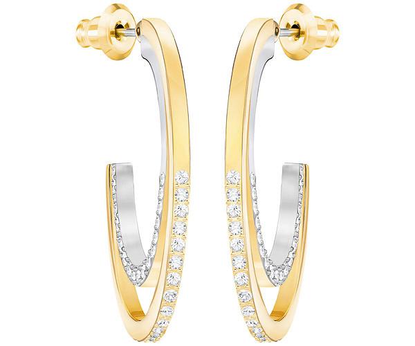 Swarovski Swarovski Circle Hoop Pierced Earrings, Large, White, Mixed Plating White