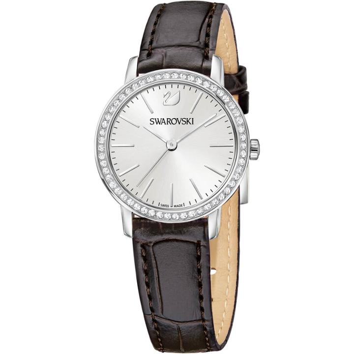 Swarovski Graceful Mini Watch, Leather Strap, Brown, Silver Tone