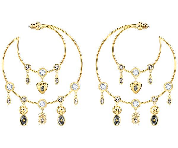 Swarovski Swarovski Magnetic Hoop Pierced Earrings, Multi-colored, Gold Plating Dark Multi Gold-plated