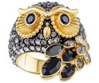 Swarovski Swarovski March Owl Motif Ring, Multi-colored, Gold Plating Dark Multi Gold-plated