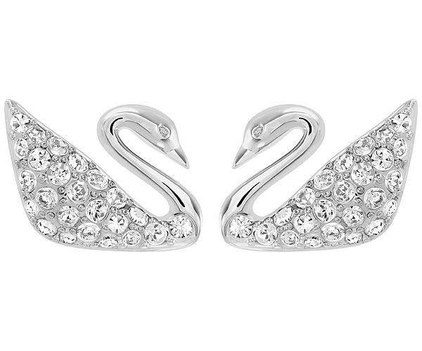 Swarovski Swarovski Swan Pierced Earrings White Rhodium-plated