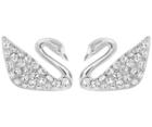 Swarovski Swarovski Swan Pierced Earrings White Rhodium-plated