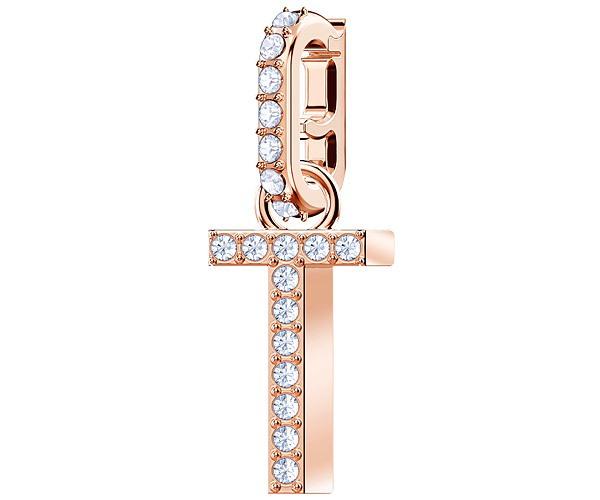 Swarovski Swarovski Swarovski Remix Collection Charm T, White, Rose Gold Plating White Rose Gold-plated