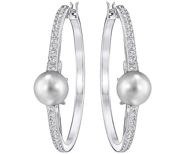 Swarovski Swarovski Fantastic Hoop Pierced Earrings White Rhodium-plated