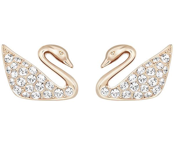Swarovski Swarovski Swan Mini Pierced Earrings White Rose Gold-plated