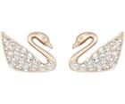 Swarovski Swarovski Swan Mini Pierced Earrings White Rose Gold-plated