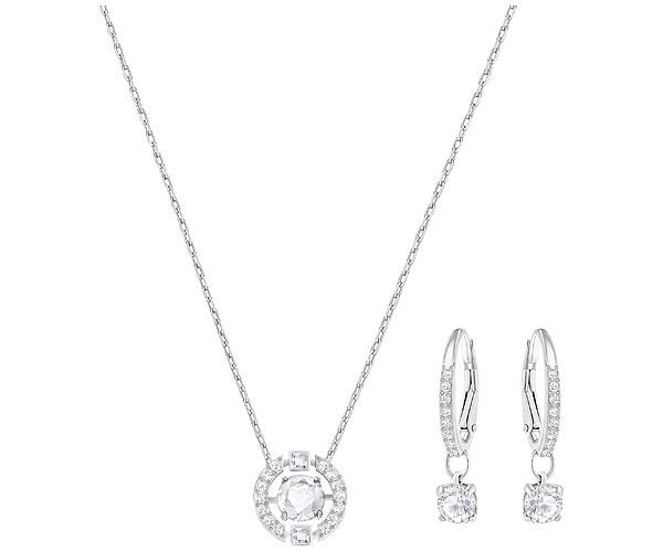 Swarovski Swarovski Sparkling Dance Round Set, Small, White, Rhodium Plating White Rhodium-plated