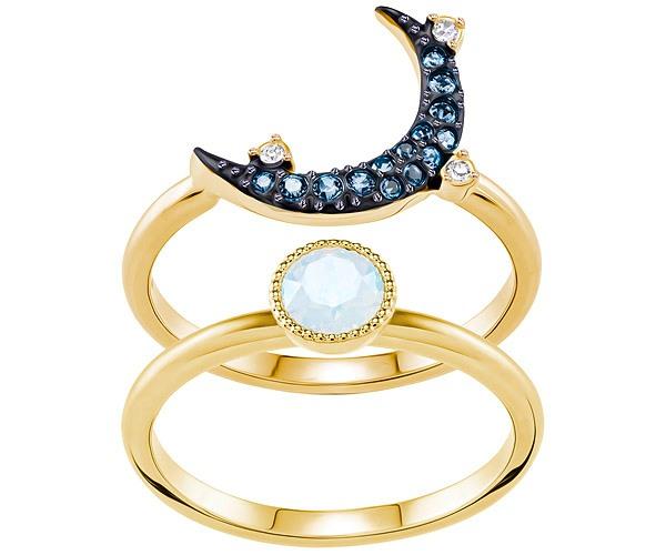 Swarovski Swarovski Duo Moon Ring, Teal, Mixed Plating Teal