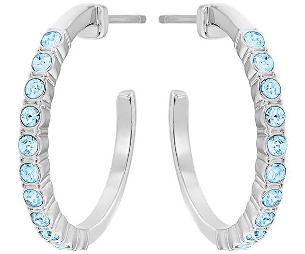 Swarovski Swarovski Recreation Hoop Pierced Earrings Aqua Rhodium-plated