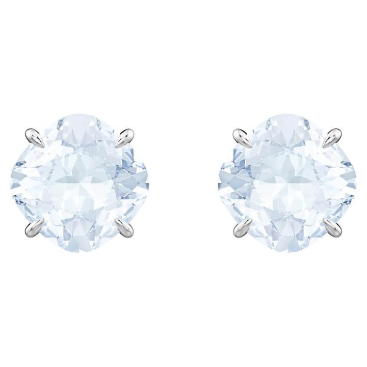 Swarovski Mix Pierced Earrings, Blue, Rhodium Plating