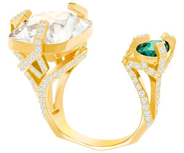 Swarovski Swarovski Haven Open Ring, Green, Gold Plating Gray Gold-plated