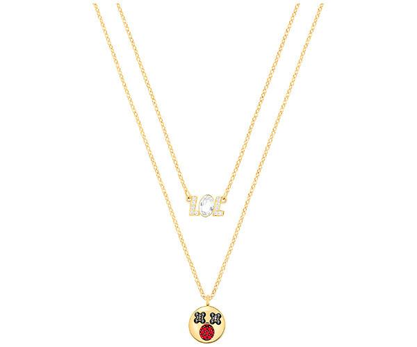 Swarovski Swarovski Humorist Lol Pendant Set, Multi-colored, Gold Plating Dark Multi Gold-plated