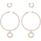 Swarovski Stone Pierced Earring Set, Pink, Rose Gold Plating