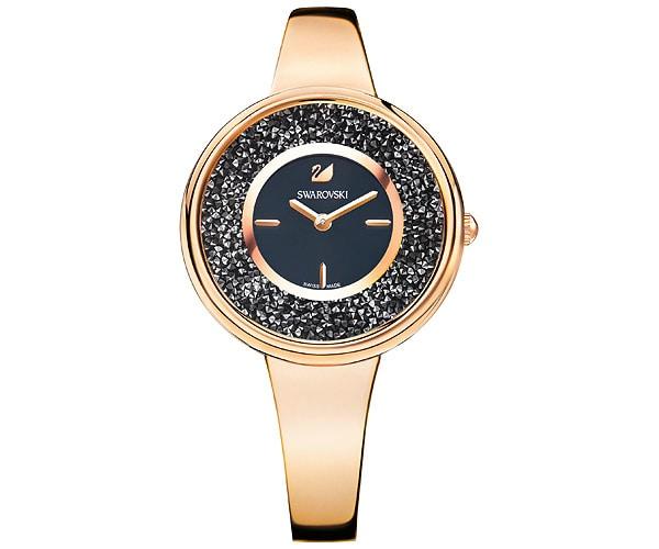 Swarovski Swarovski Crystalline Pure Watch, Metal Bracelet, Black, Rose Gold Tone Teal Rose Gold-plated