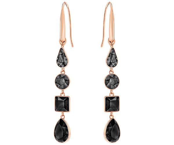 Swarovski Swarovski Lisanne Pierced Earrings, Black, Rose Gold Plating Dark Multi Rose Gold-plated