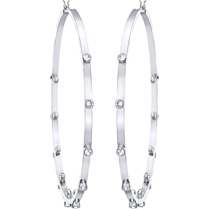 Swarovski Genna Hoop Pierced Earrings, White, Rhodium Plating
