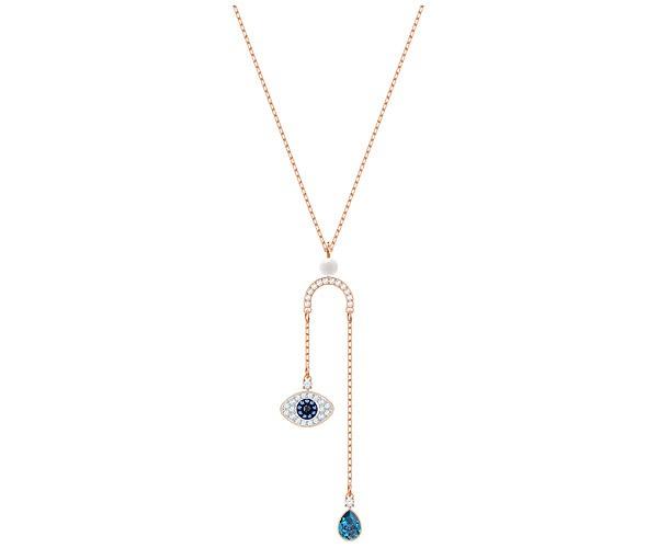 Swarovski Swarovski Duo Evil Eye Y Necklace, Multi-colored, Rose Gold Plating Dark Multi Rose Gold-plated