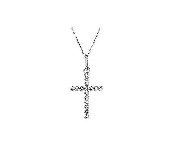 Swarovski Swarovski Bezel-set Cross Pendant White Rhodium-plated