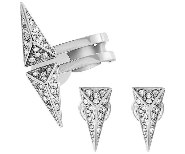 Swarovski Swarovski Birth Pierced Earrings Set White Rhodium-plated