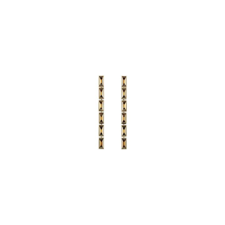 Swarovski Fluid Drop Pierced Earrings, Long, Brown, Gold Plating