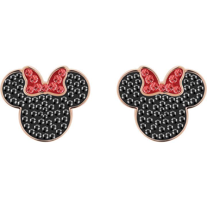 Swarovski Mickey & Minnie Pierced Earrings, Black, Rose Gold Plating