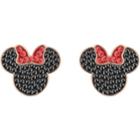 Swarovski Mickey & Minnie Pierced Earrings, Black, Rose Gold Plating
