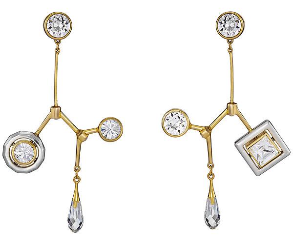 Swarovski Swarovski Atelier Swarovski By Peter Pilotto, Arbol Long Pierced Earrings White Gold-plated