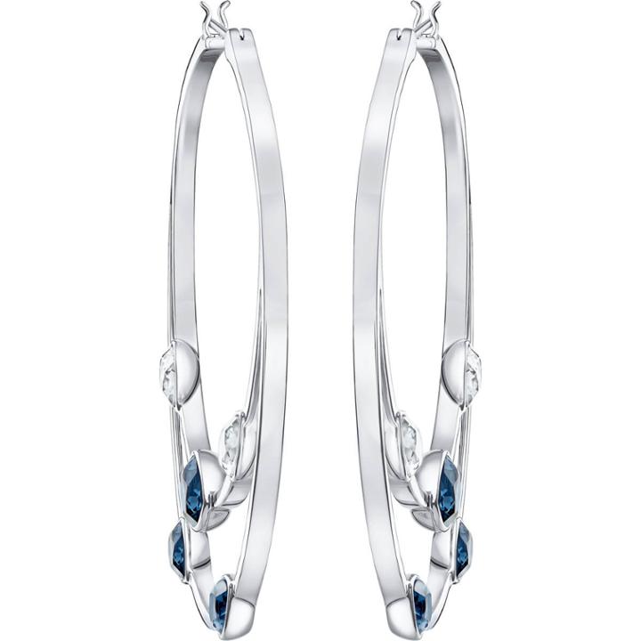 Swarovski Gaze Hoop Pierced Earrings, Blue, Rhodium Plating