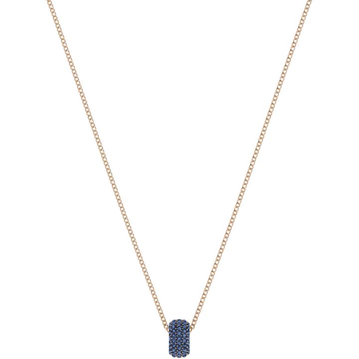 Swarovski Stone Round Pendant, Blue, Rose Gold Plating
