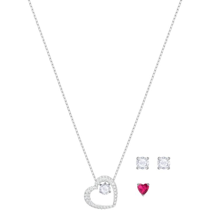 Swarovski Love Set, White, Rhodium Plating