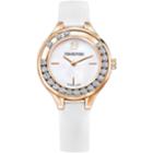 Swarovski Lovely Crystals Mini Watch, Leather Strap, White, Rose Gold Tone
